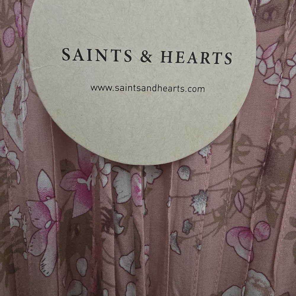 Floral Pink Boho Dress Long Sleeve, Sz S fit Is a M - Picture 3 of 6